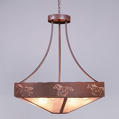 Ridgemont Chandelier Medium - Shade Bottom - Horse Cutout Chandelier Horse Metal Art