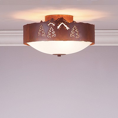 Ridgemont Close-to-Ceiling Medium - Mountain-Pine Tree Cutouts Ceiling Light Trees Metal Art